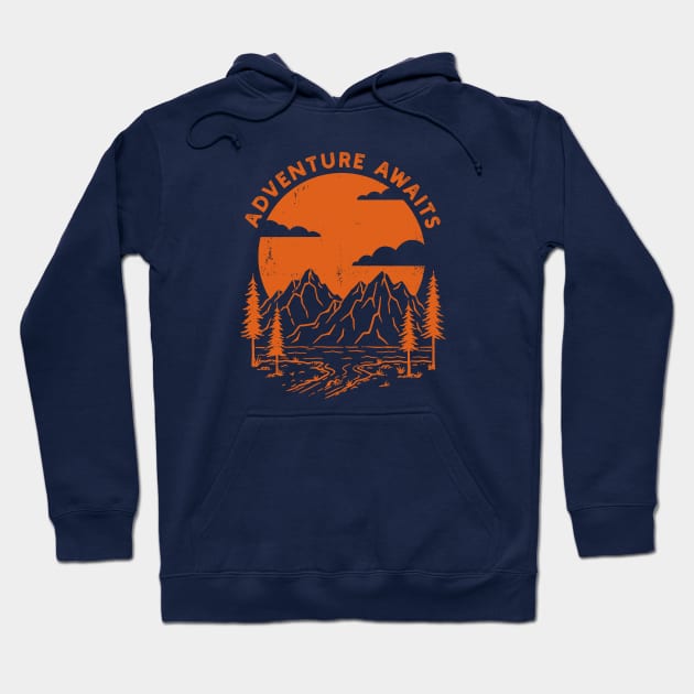 Adventure Awaits - Orange Edition Hoodie by SommersethArt